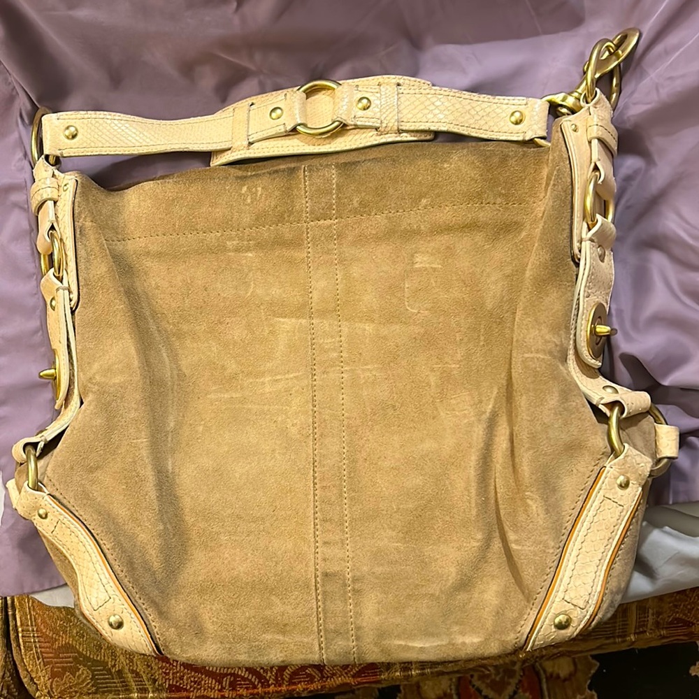 Coach suede and snake skin purse with cleaning kit